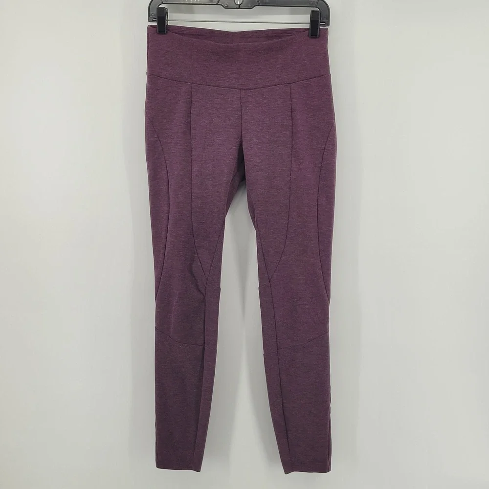 Prana Leggings Womens Medium Purple‎ Heathered High Rise Seamed Yoga Pants